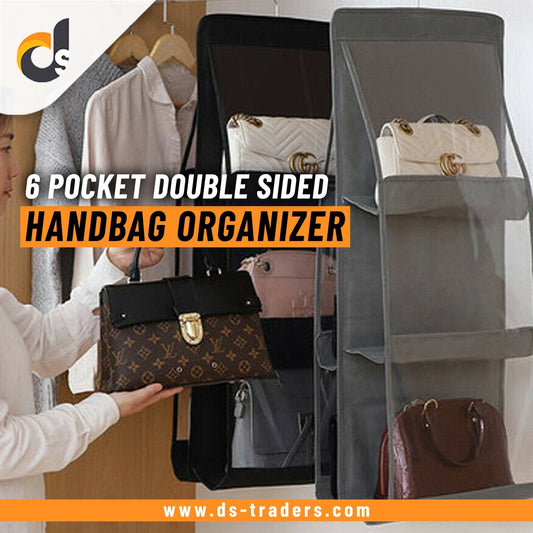 6 Pocket Double Sided Hand Bag / Purse Organizer