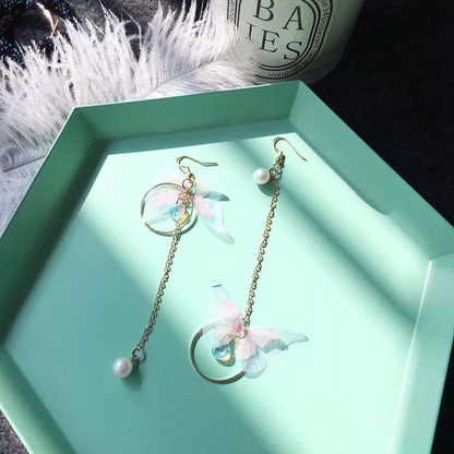 Pearl & Butterfly Wing Earrings