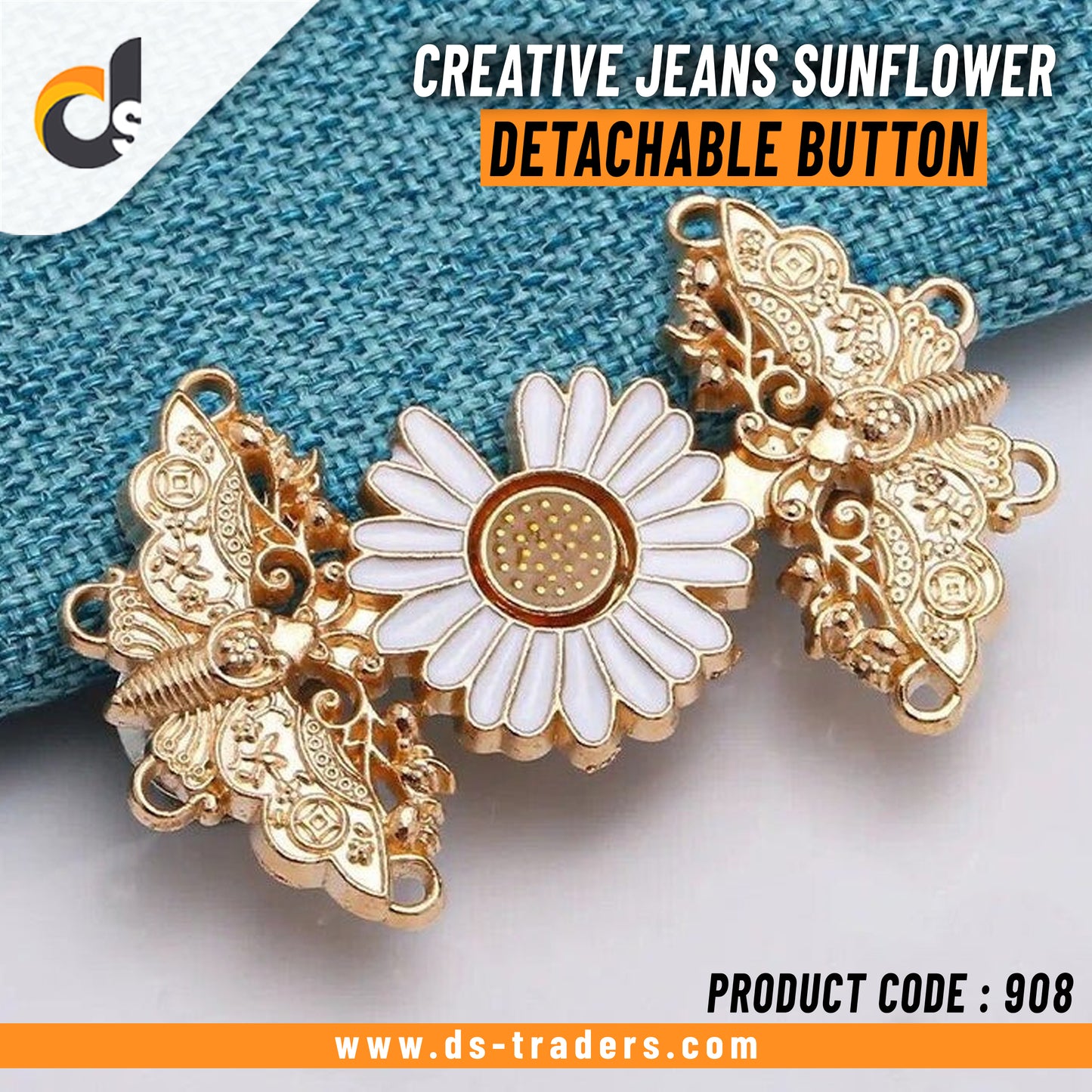 Creative Jeans Sunflower Detachable Waist Tighten Button