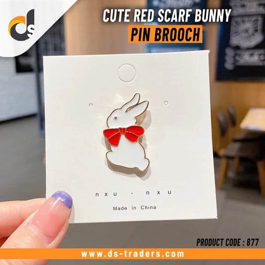Cute Red Scarf Bunny Pin Brooch