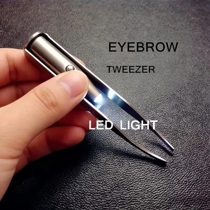 Stainless Steel LED Lighted Eyebrow Tweezer