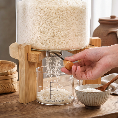 Elegant Rice Storage Jar With Wooden Stand 5.5L