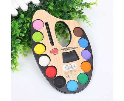 12-Color Water Paint Set with Brush