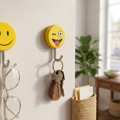 10Pcs Smiley Emoji Self Adhesive Hooks