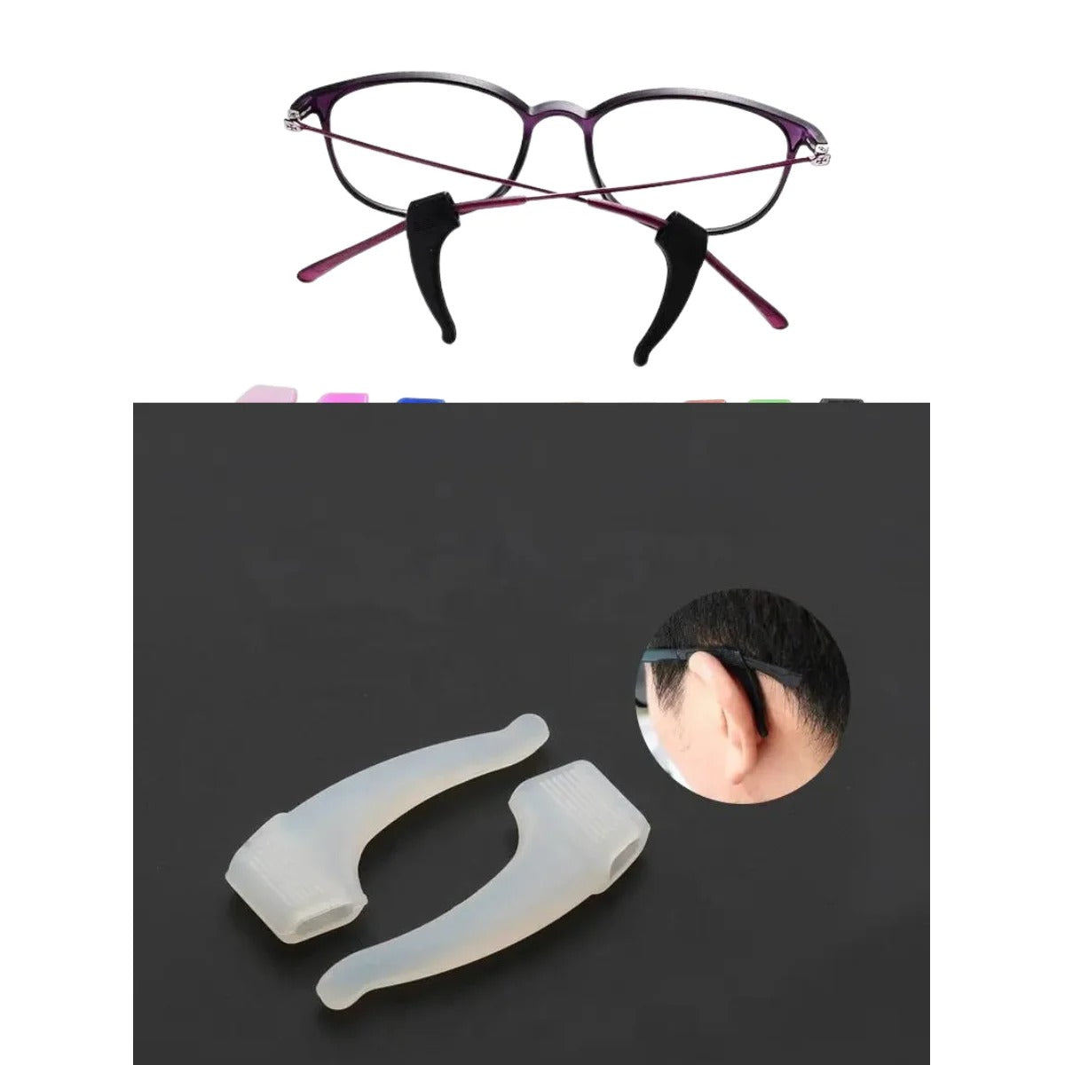 1 Pair Silicone Anti Slip Ear Hooks For Glasses