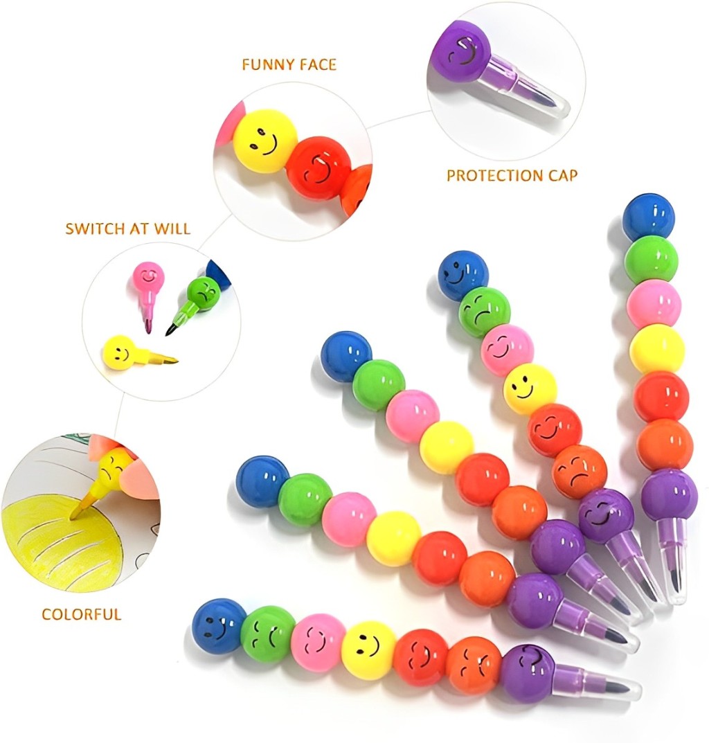 Smiley Gift Pencil & Marker Set – 10 Colorful Faces (Set of 2)