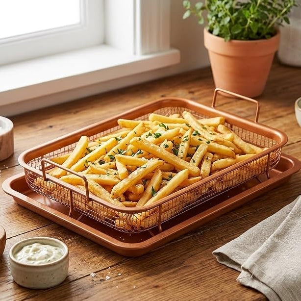 2PCs Copper Non-Stick Crispy Fry Tray