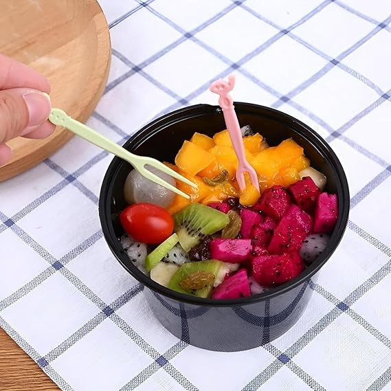Plastic Cartoon Fruit Forks upto 40pcs