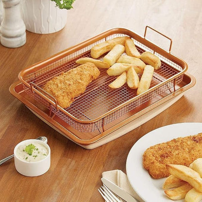 2PCs Copper Non-Stick Crispy Fry Tray