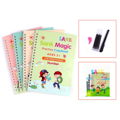 Sank Magic Practice Copybook Pen Preschools Kids 4-Pcs