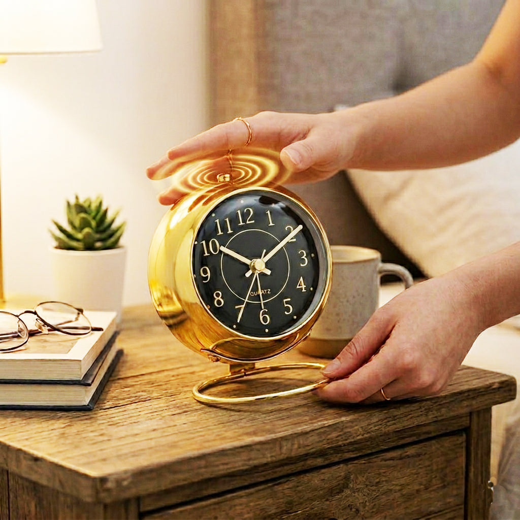 Creative Retro Gold Plated Metal Alarm Clock
