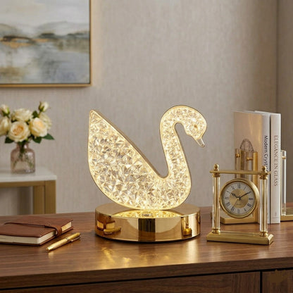 Rechargeable Swan Shape Crystal Lamp
