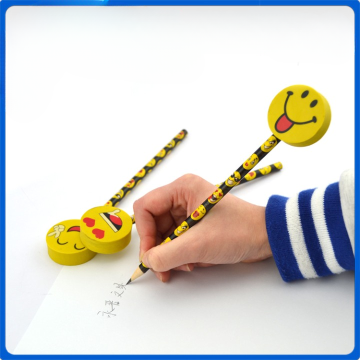 Pack Of 3 Smiley Face Eraser And Pencil