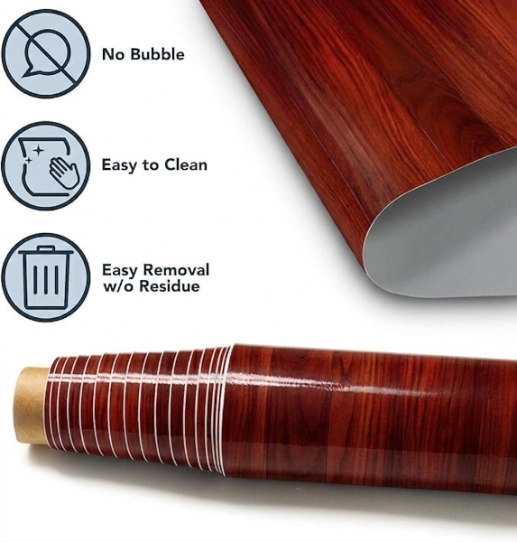 Self Adhesive Red Wooden Marble Sheet
