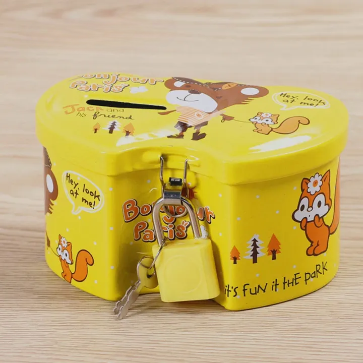 Double Heart Shape Metal Coin Box