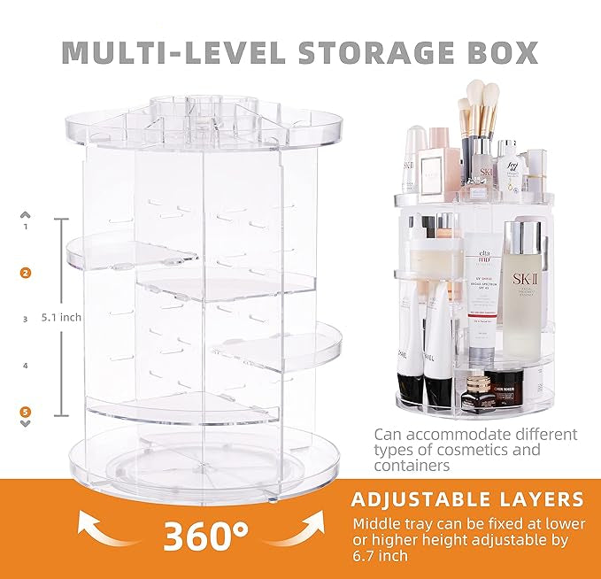 Acrylic 360 Spinning Makeup Organizer