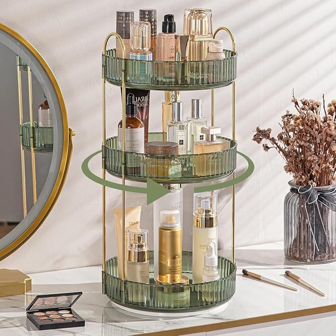 Elegant 3-Tier Crystal Cosmetic Storage Organizer
