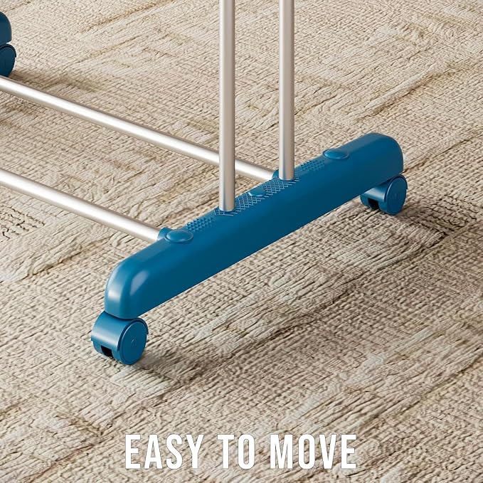 Portable Folding Clothes Drying Rack With Wheels