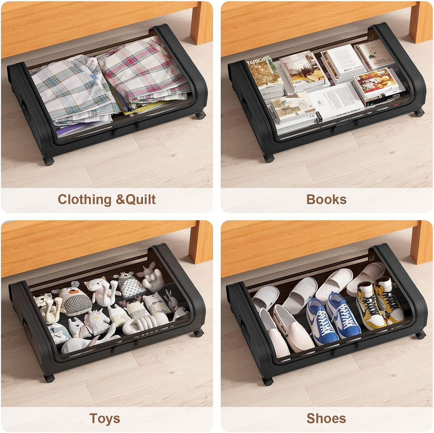 Under Bed Storage Organizer with Movable Wheels
