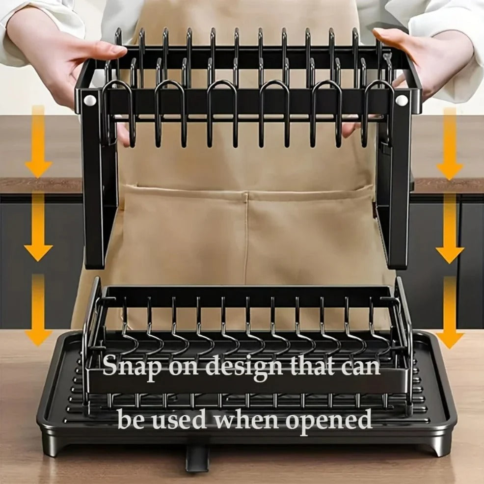 2 Layer Metal Dish Drainer Kitchen Rack