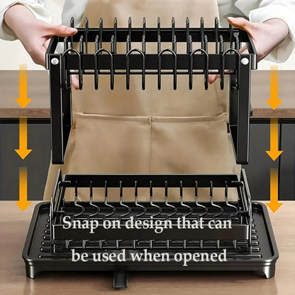 2 Layer Metal Dish Drainer Kitchen Rack