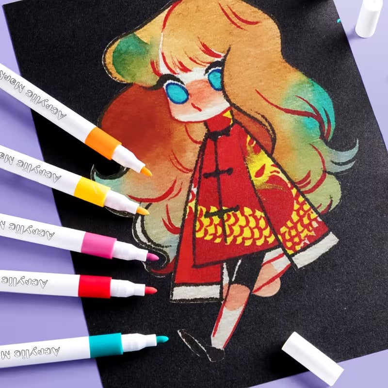 12PCs Kids Drawing Quick-Drying Acrylic Marker