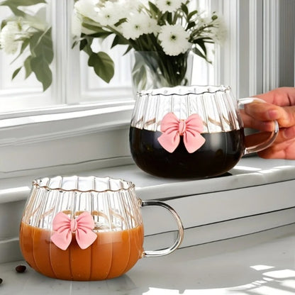 Glass Pumpkin Shape Bow Coffee Cup