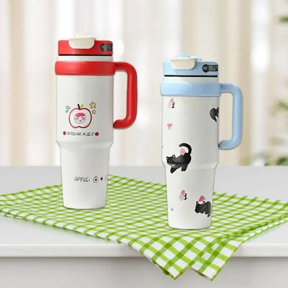 Stainless Steel Heat Insulated Water Bottle with Straw