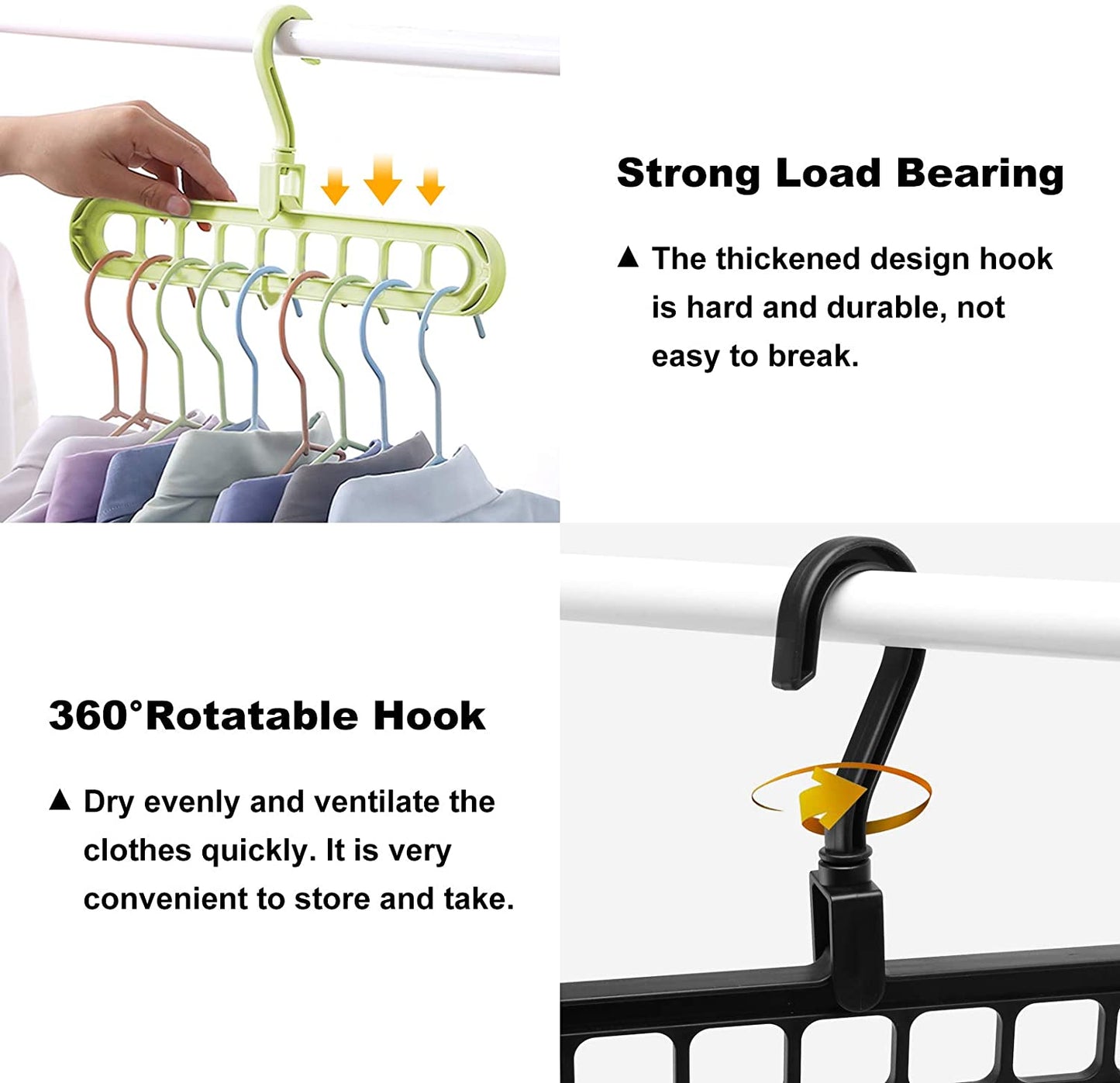 Pack Of 5 - 9 Hole Magic Rotating Hanger | Smart Cloth Organizer
