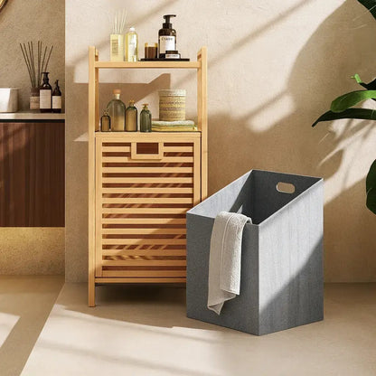 Laundry Basket with Wooden Storage Shelf