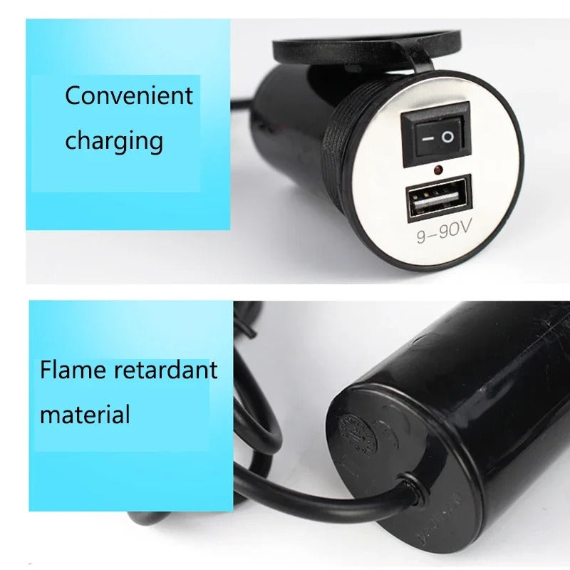 Motorcycle Handlebar USB Socket Charger