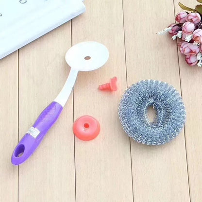 Pot Cleaning Steel Sponge with Long Handle