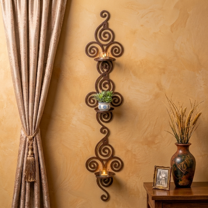 3PCs Brown Wooden Wall Mounted Shelf