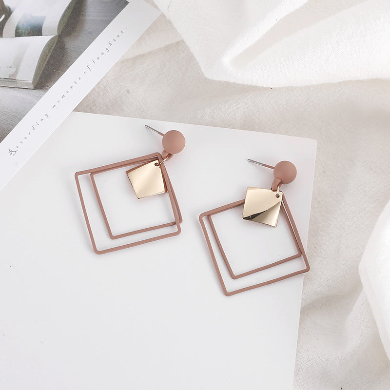 Double Square Drop Dangle Earrings