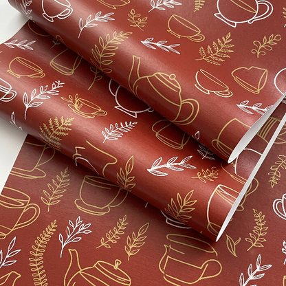 Self Adhesive Red Golden Leaf Marble Sheet