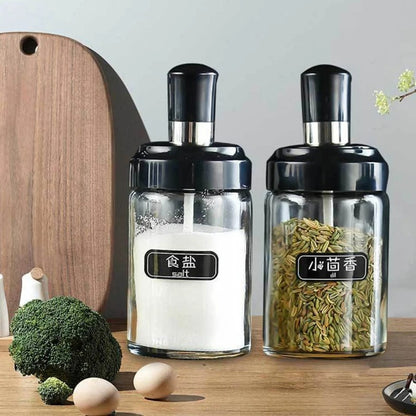 4PCs Glass Condiment Seasoning Bottle Set