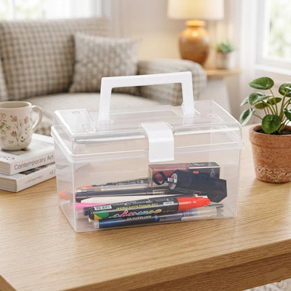 Plastic Transparent Storage Lock Box With Handle