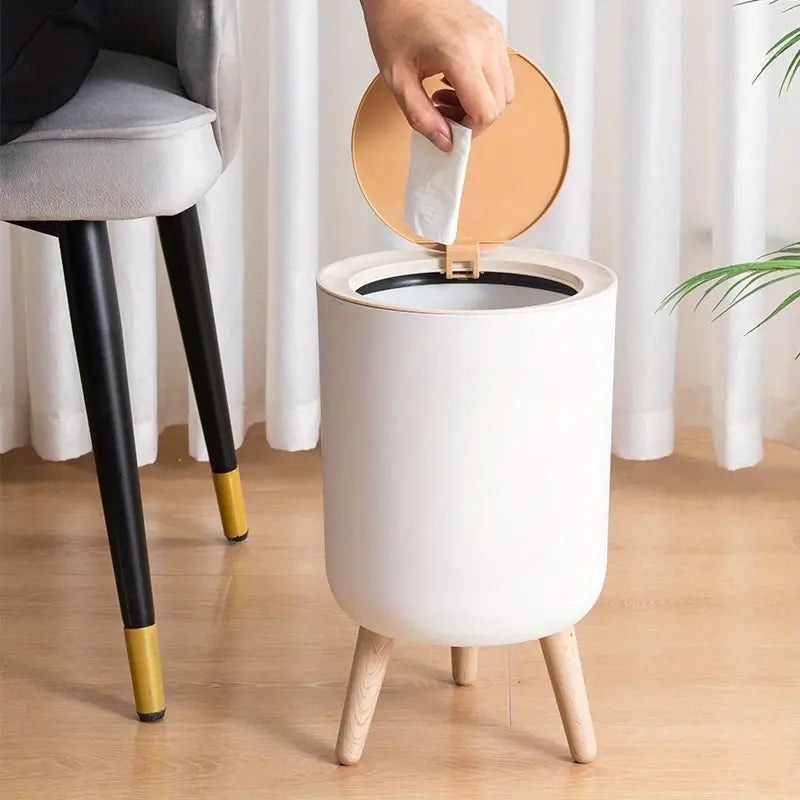 Multipurpose Round Push Type Trash Bin With Lid