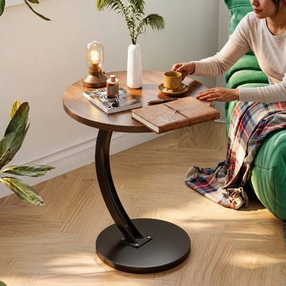 Portable Round Wooden Side Table