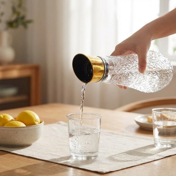 Luxury Transparent Glass Jug with Stainless Steel Lid