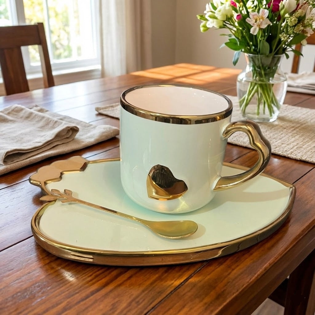 Luxury Heart-Shape Ceramic Coffee Mug