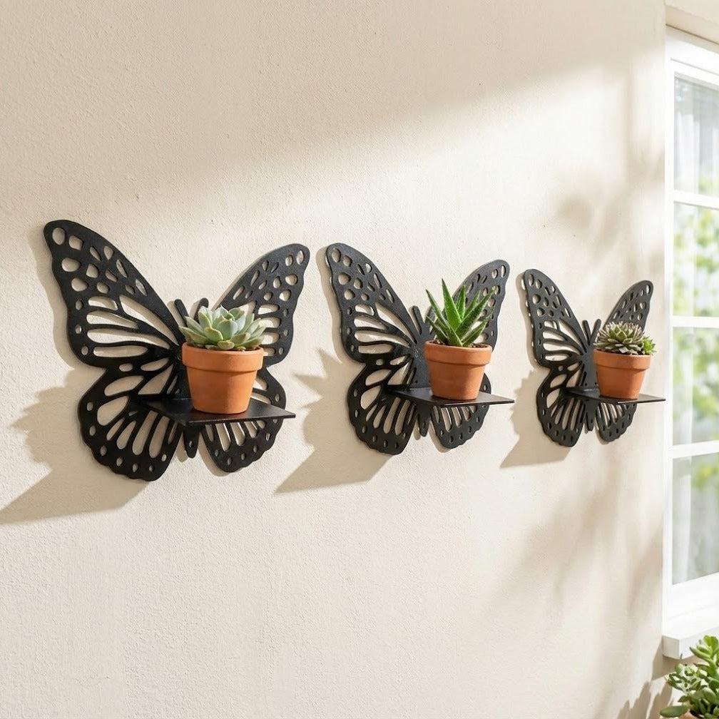 3PCs Wooden Butterfly Wall Hanging Frame