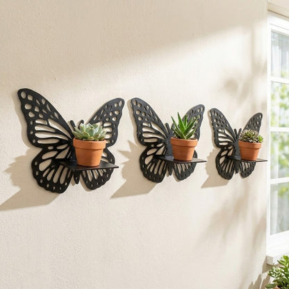 3PCs Wooden Butterfly Wall Hanging Frame