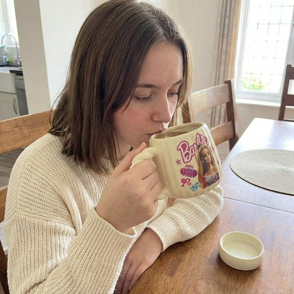 Cartoon Printed Ceramic Coffee Mug with Mirror Lid