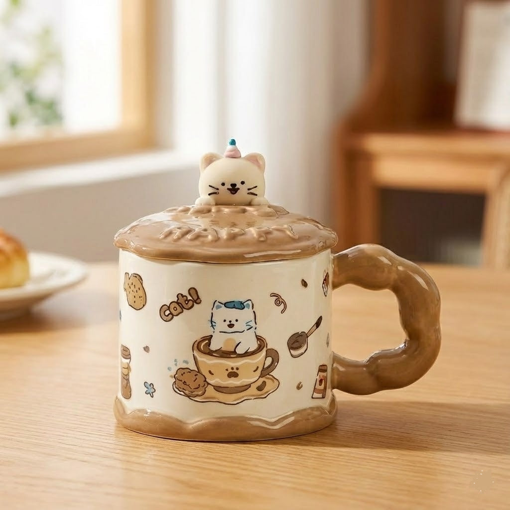 Cute Ceremic Coffee Mug with Lid