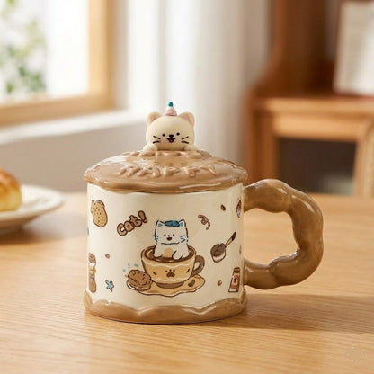 Cute Ceremic Coffee Mug with Lid