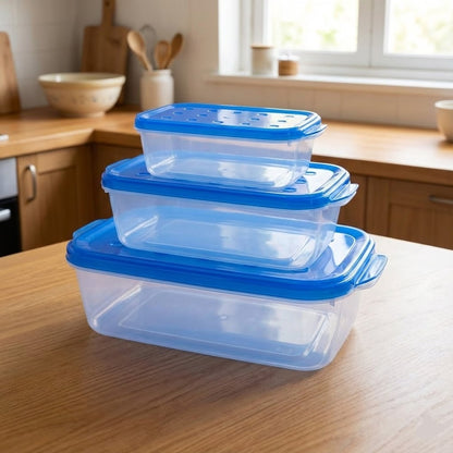 3PCs - Plastic Push-lock Food Storage Box
