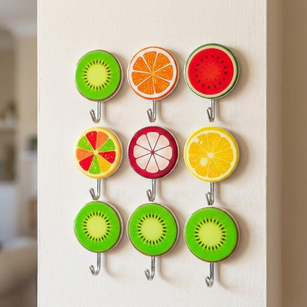 9PCs Fruits Shape Sticky Wall Hooks