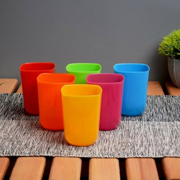 6PCs Plastic Square Water Glass Set