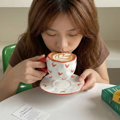 Heart Printed Ceremic Coffee Mug with Sausar